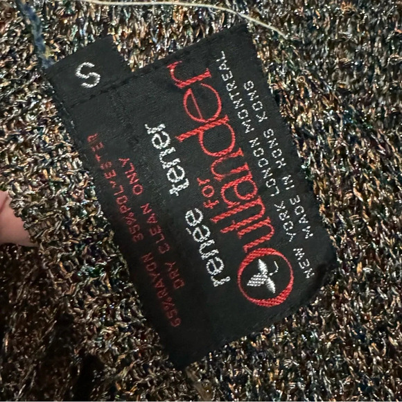 RENEE TENER FOR OUTLANDER Vintage 1970s Metallic Knit Top Deep V Back Size Small - Picture 9 of 9